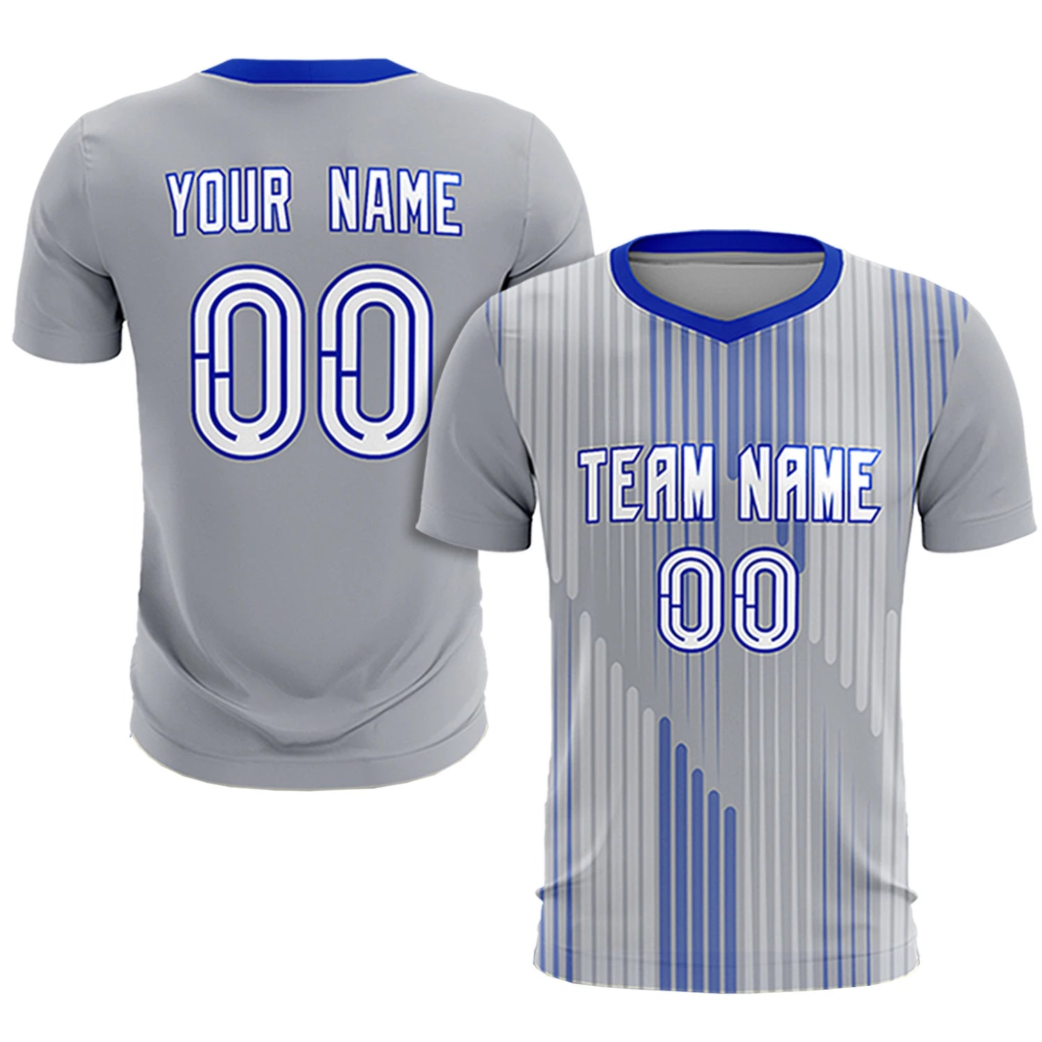 Custom Gray Royal Blue Soft Training Uniform Soccer Sets Jersey