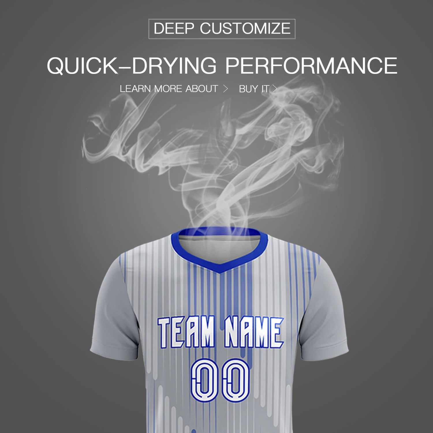 Custom Gray Royal Blue Soft Training Uniform Soccer Sets Jersey