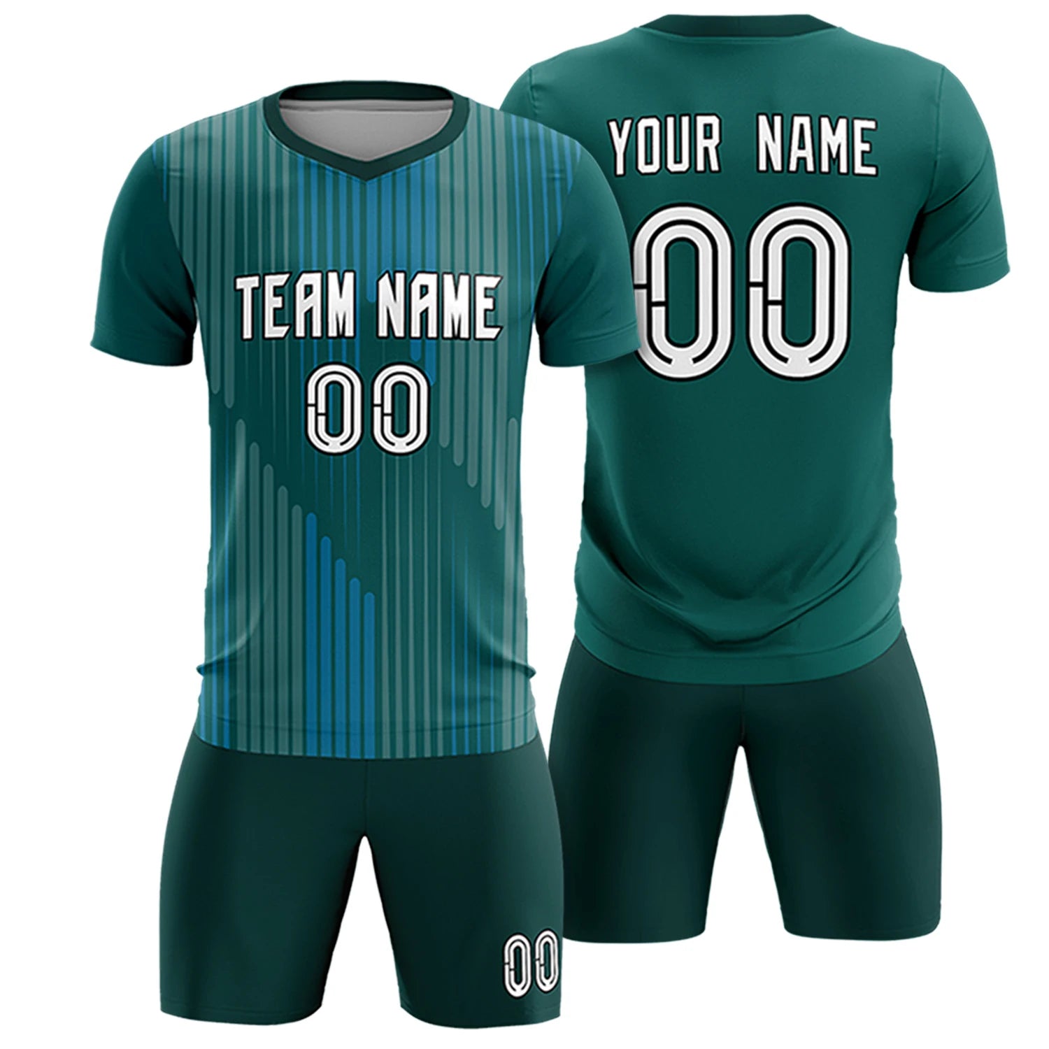 Custom Aqua Midnight Green Soft Training Uniform Soccer Sets Jersey