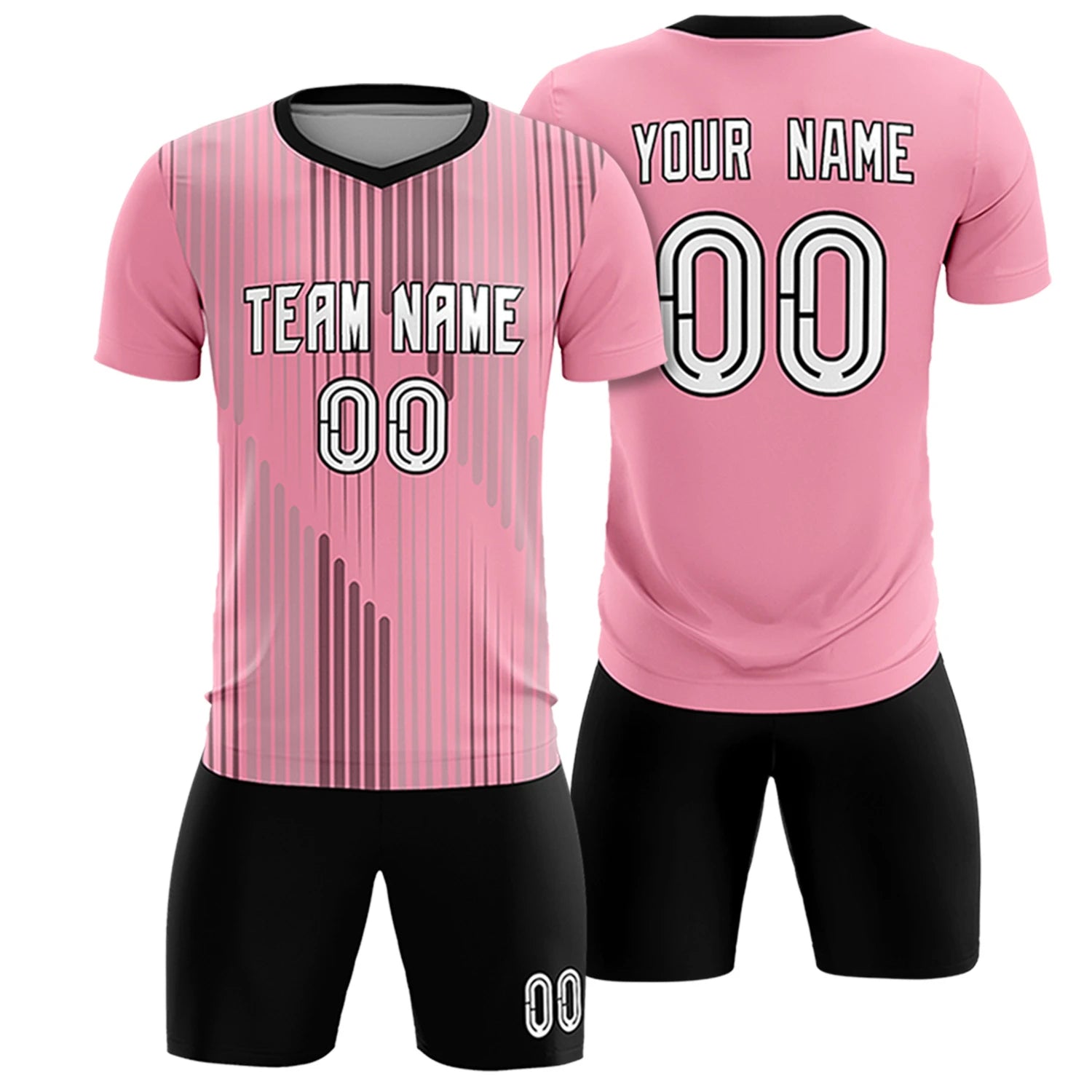 Custom Light Pink Black Soft Training Uniform Soccer Sets Jersey