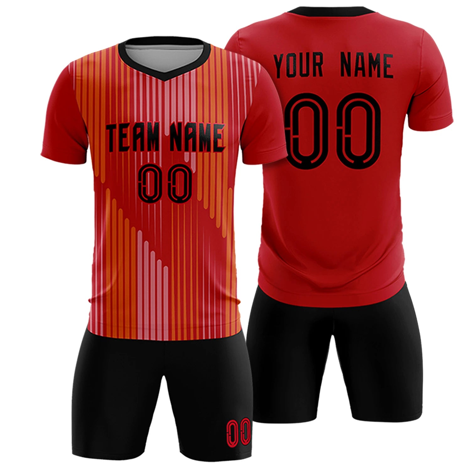 Custom Red Black Soft Training Uniform Soccer Sets Jersey