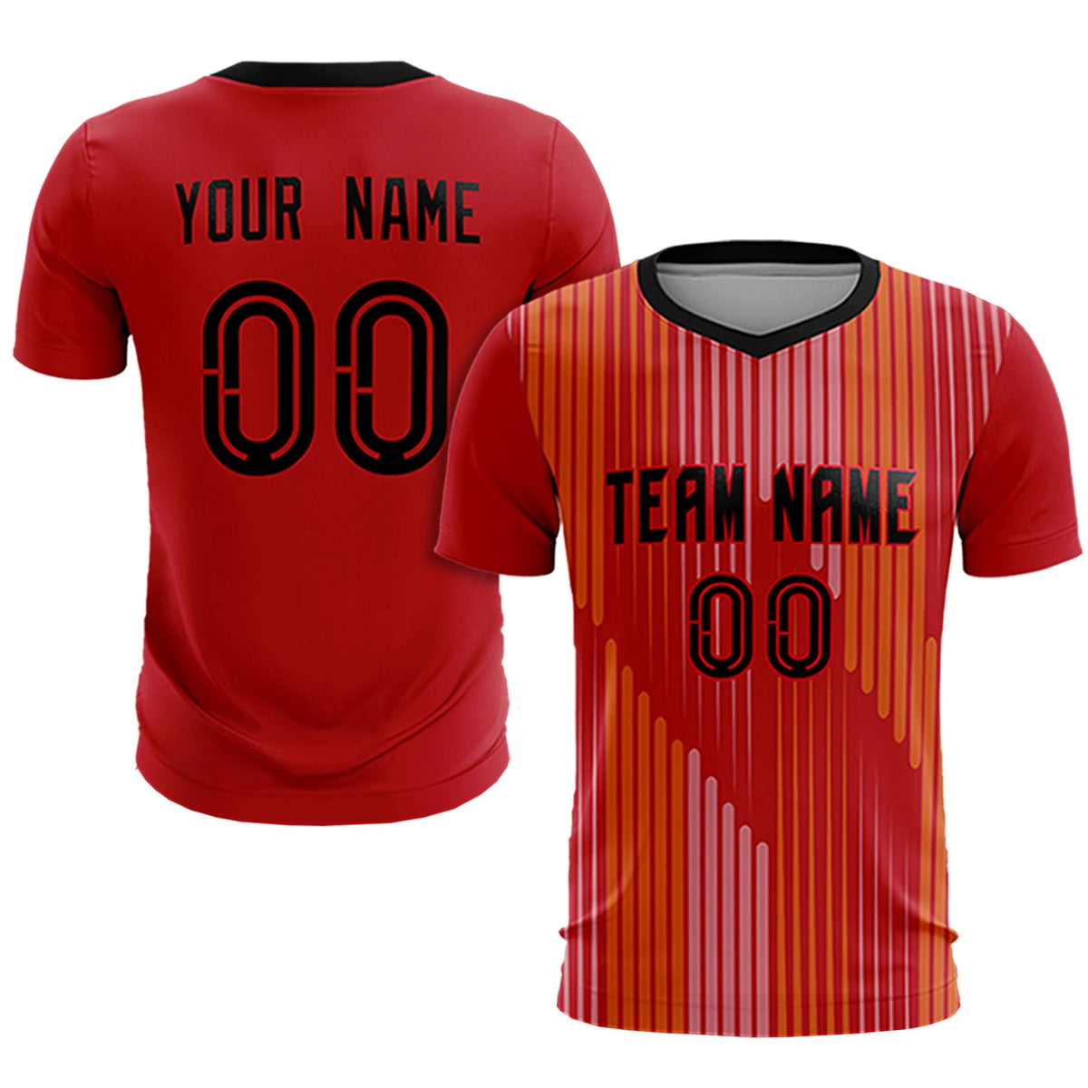 Custom Red Black Soft Training Uniform Soccer Sets Jersey