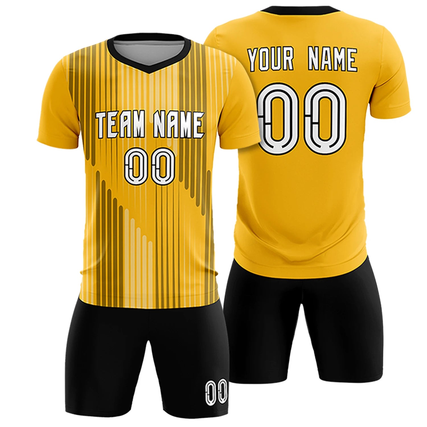 Custom Gold01 Black Soft Training Uniform Soccer Sets Jersey