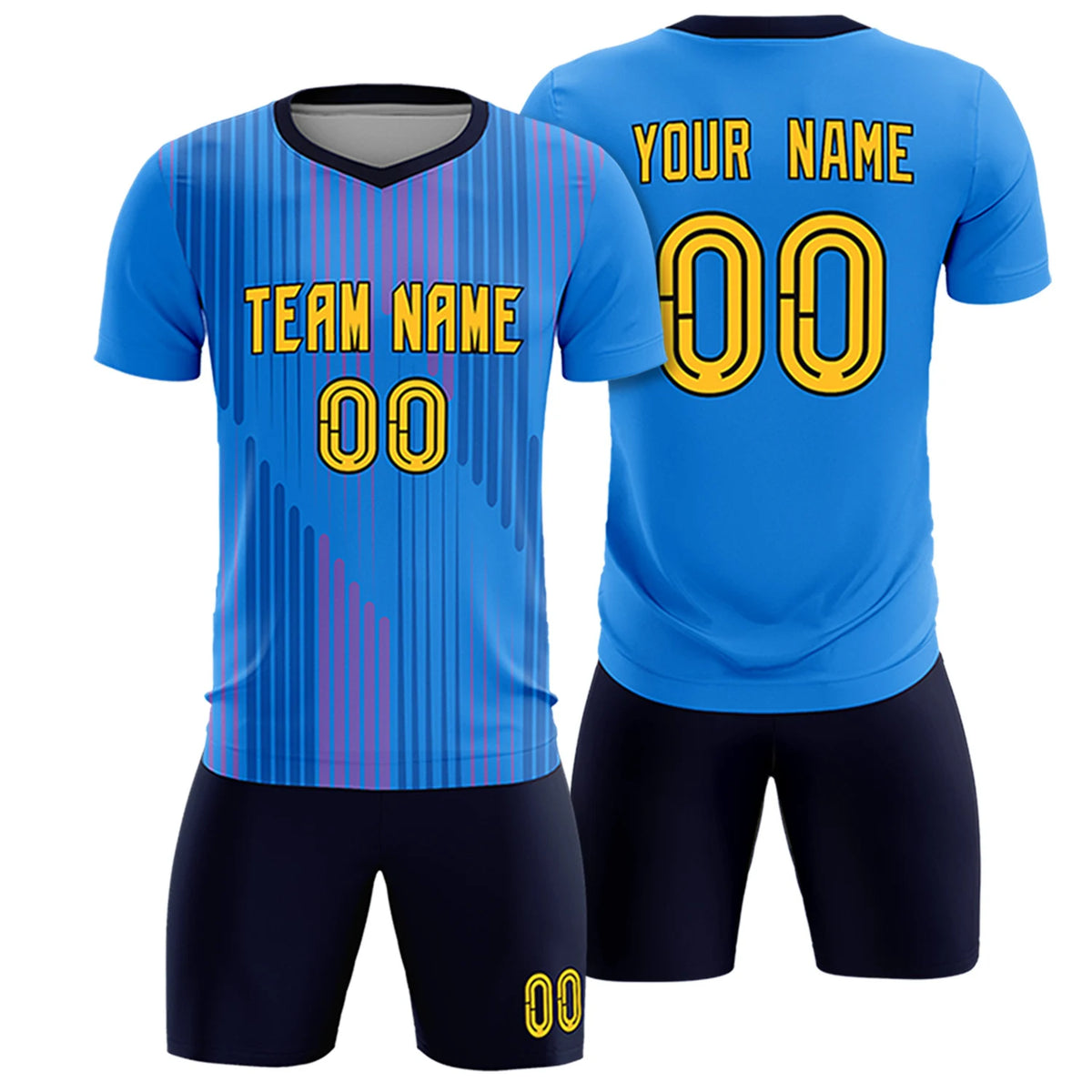 Custom Powder Blue Navy Soft Training Uniform Soccer Sets Jersey