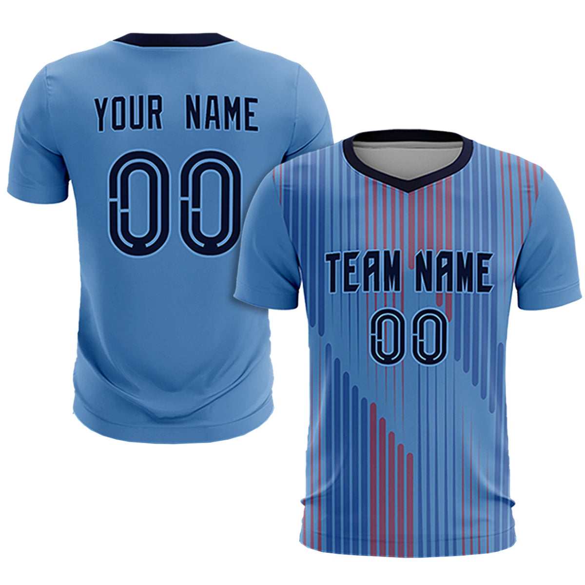 Custom Light Blue Navy Soft Training Uniform Soccer Sets Jersey