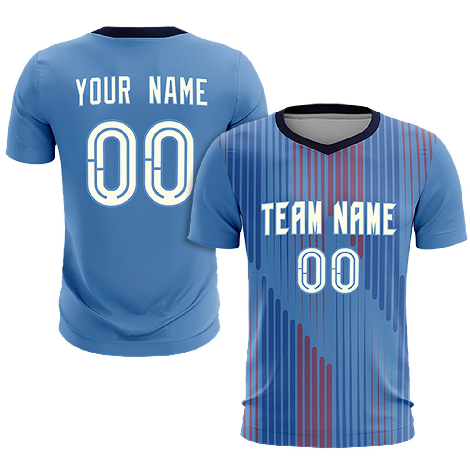 Custom Light Blue Navy Soft Training Uniform Soccer Sets Jersey