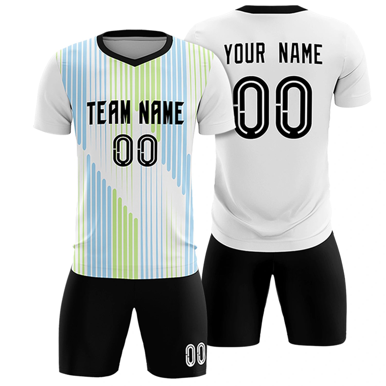 Custom White Black Soft Training Uniform Soccer Sets Jersey