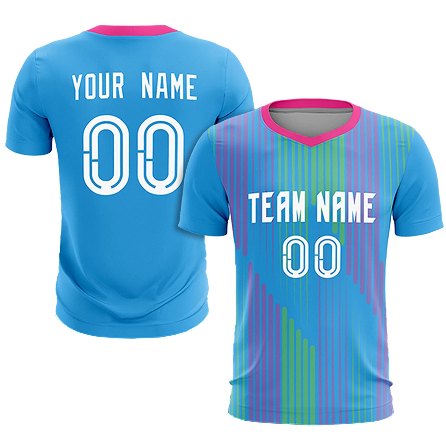 Custom Powder Blue Pink Soft Training Uniform Soccer Sets Jersey