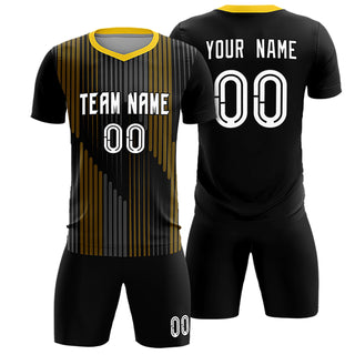 Uniforme de entrenamiento suave personalizado Black Gold01, conjunto de camiseta de fútbol - Estilo 1