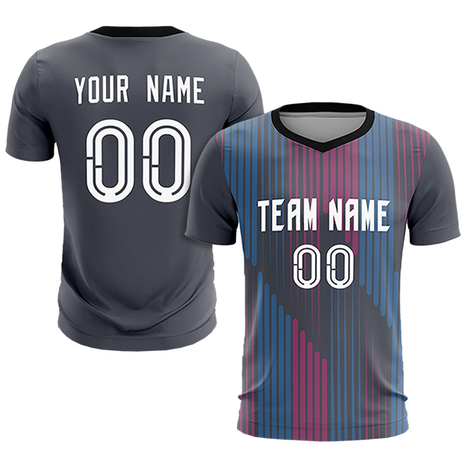 Custom Gray Black Soft Training Uniform Soccer Sets Jersey