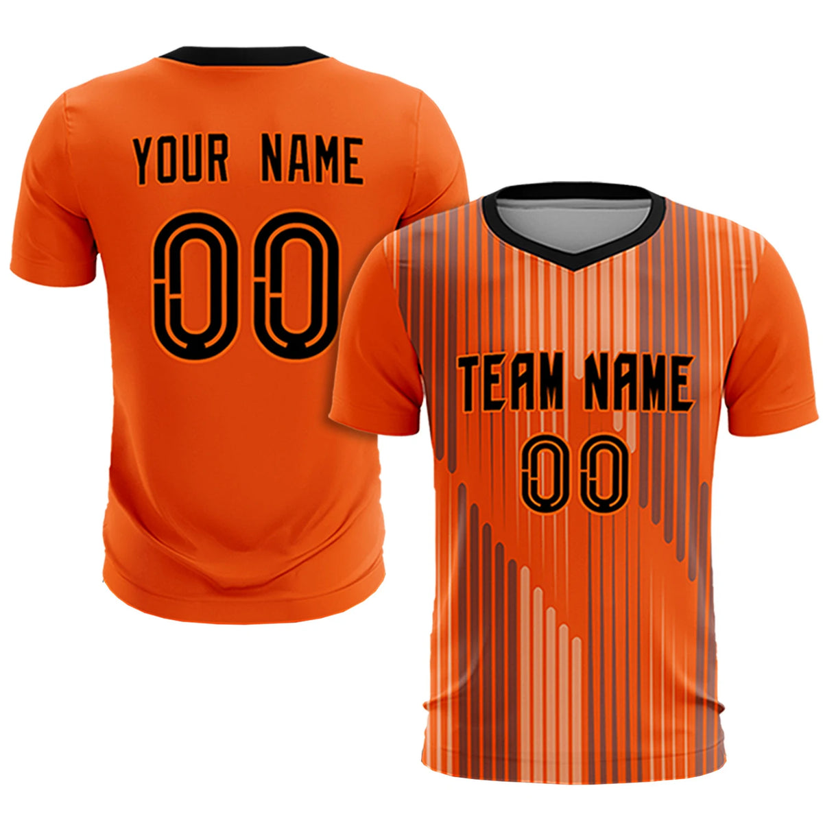 Custom Orange Black Soft Training Uniform Soccer Sets Jersey