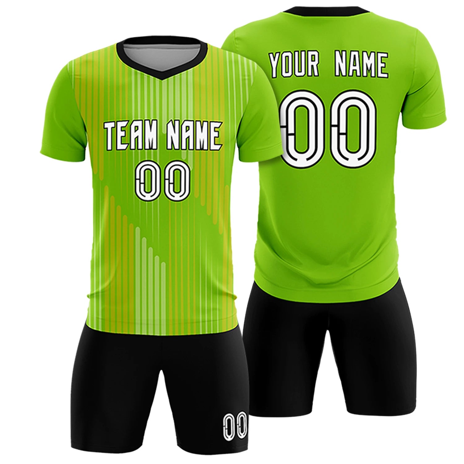 Custom Neon Green Black Soft Training Uniform Soccer Sets Jersey