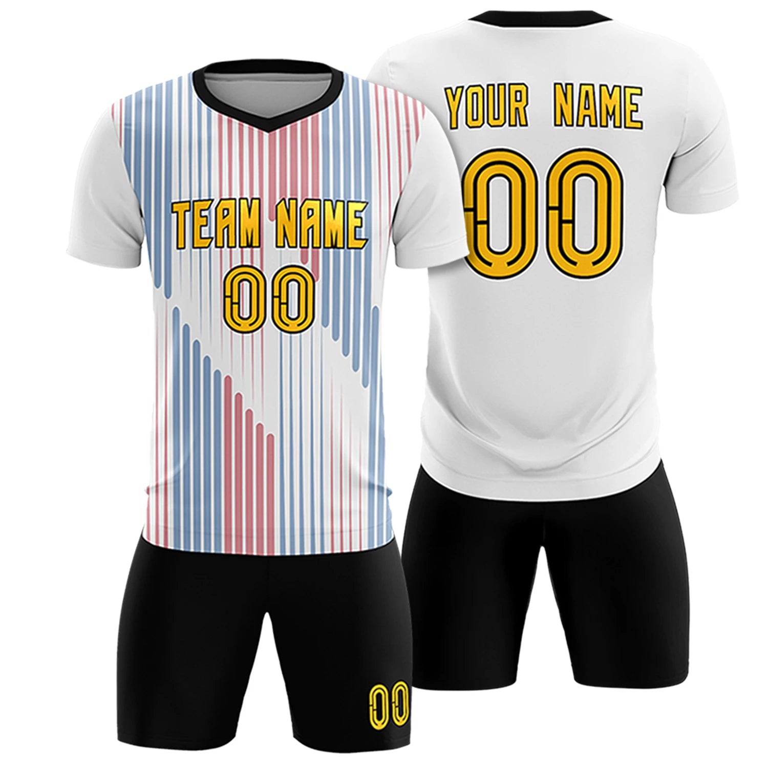 Custom White Black Soft Training Uniform Soccer Sets Jersey