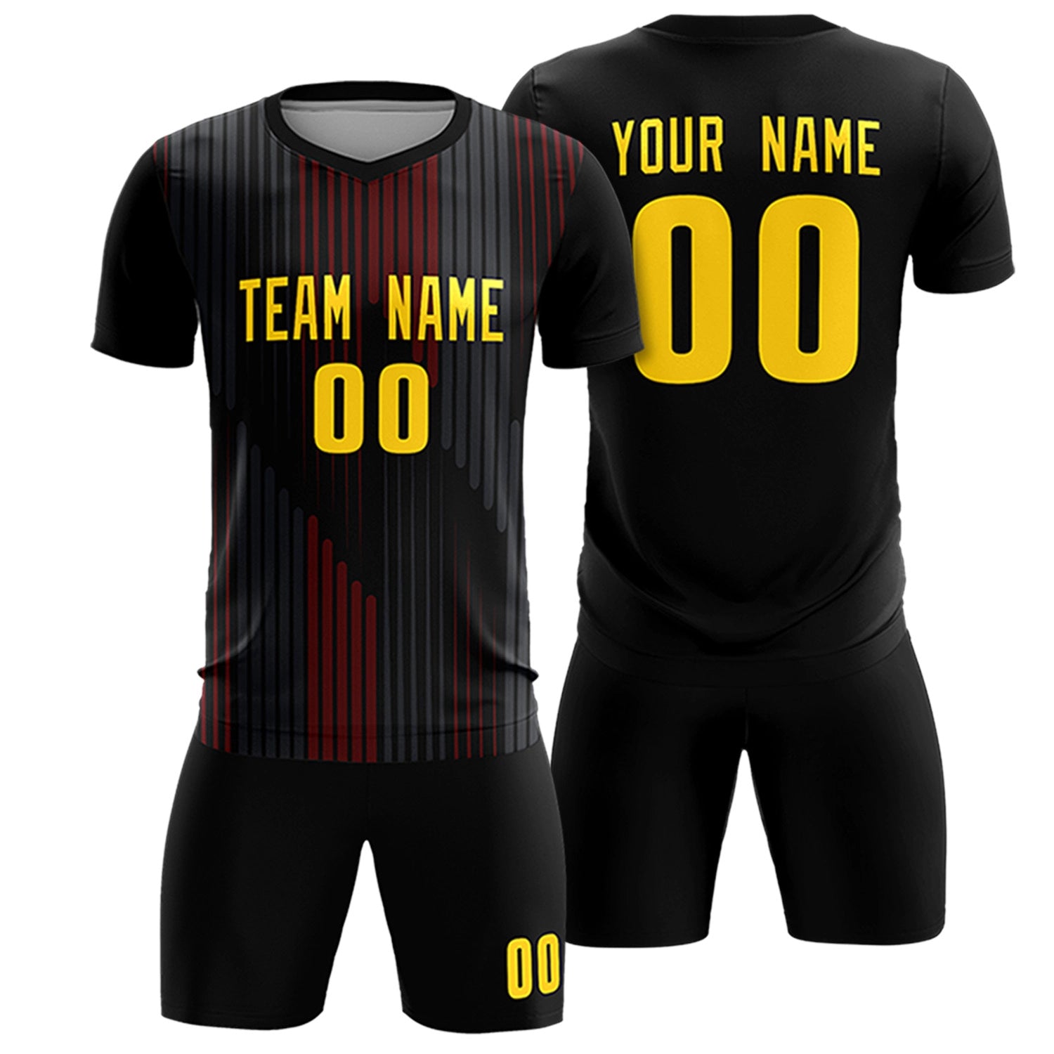 Custom Black Black Soft Training Uniform Soccer Sets Jersey