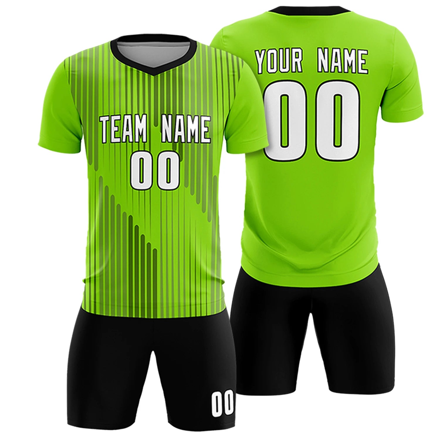 Custom Neon Green Black Soft Training Uniform Soccer Sets Jersey