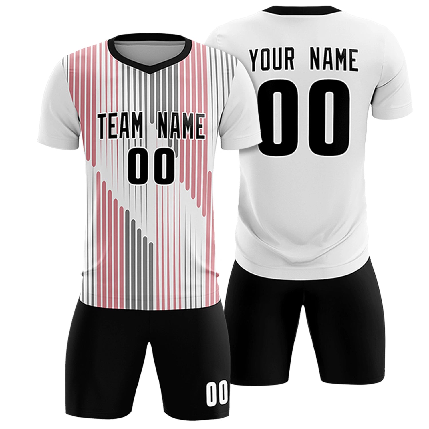 Custom White Black Soft Training Uniform Soccer Sets Jersey