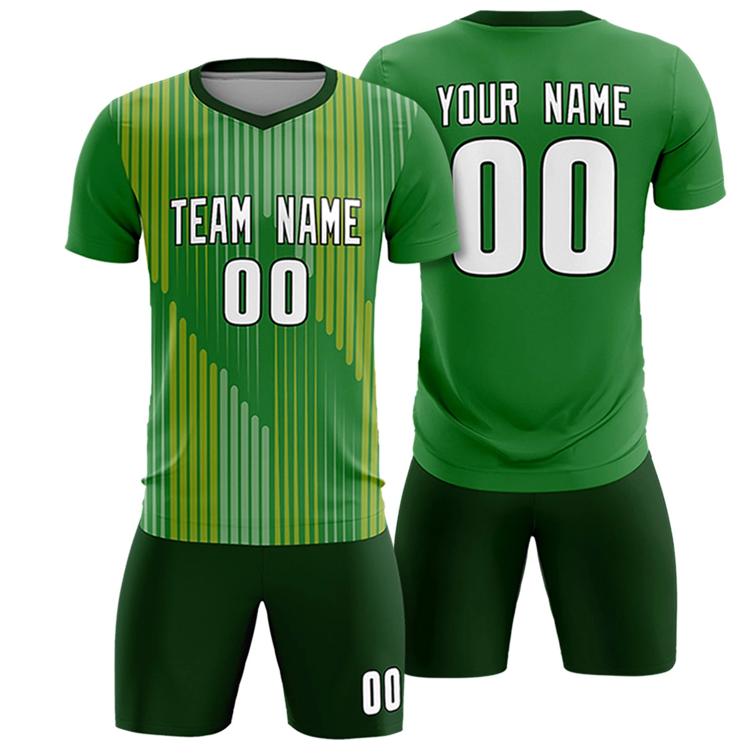 Custom Kelly Green Gold01 Soft Training Uniform Soccer Sets Jersey