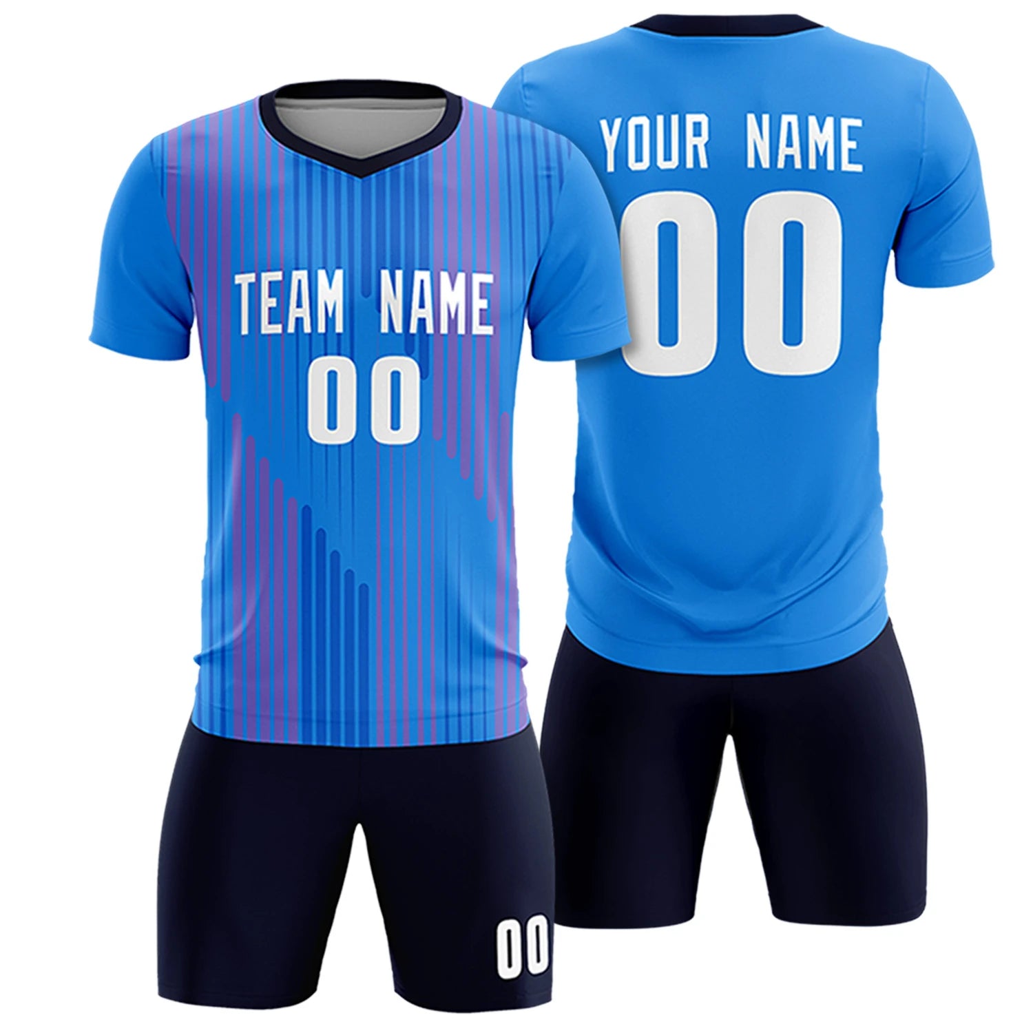 Custom Powder Blue Navy Soft Training Uniform Soccer Sets Jersey