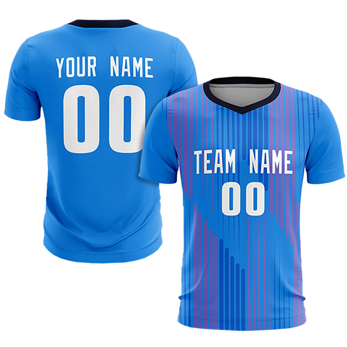 Custom Powder Blue Navy Soft Training Uniform Soccer Sets Jersey
