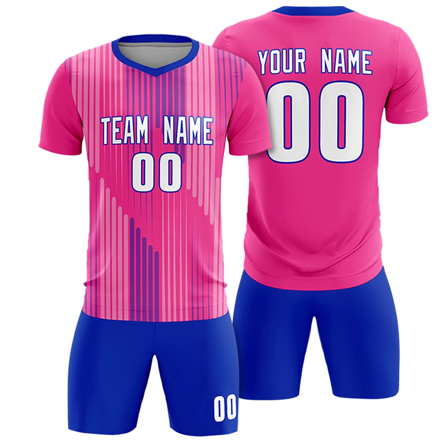 Custom Pink Royal Blue Soft Training Uniform Soccer Sets Jersey