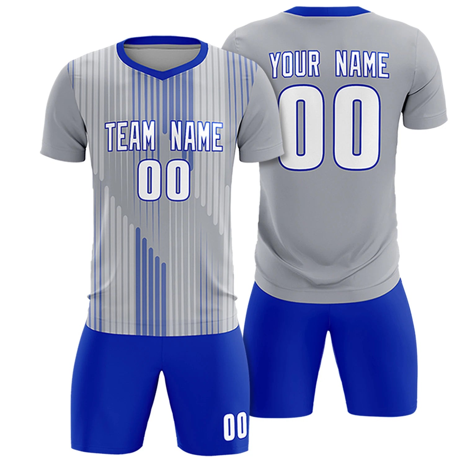 Custom Gray Royal Blue Soft Training Uniform Soccer Sets Jersey