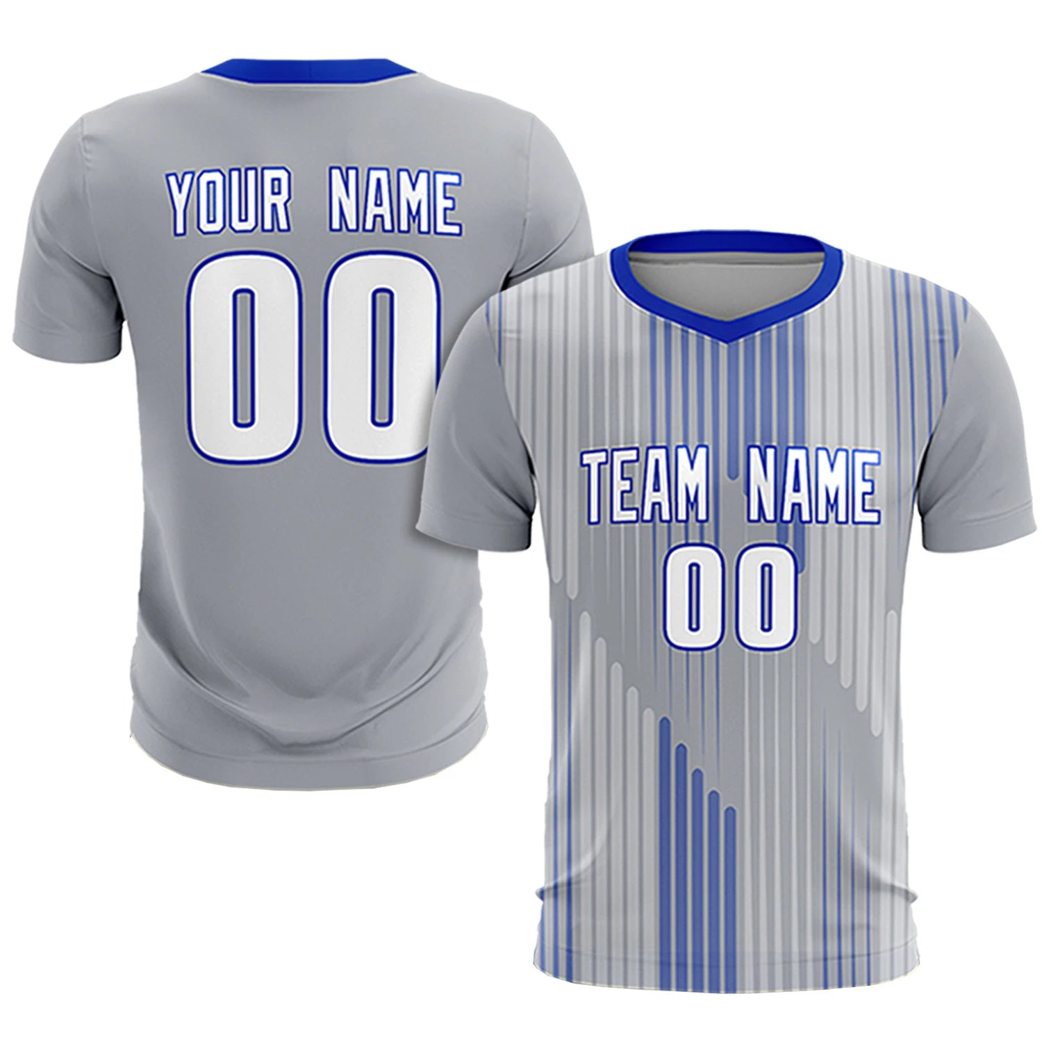 Custom Gray Royal Blue Soft Training Uniform Soccer Sets Jersey