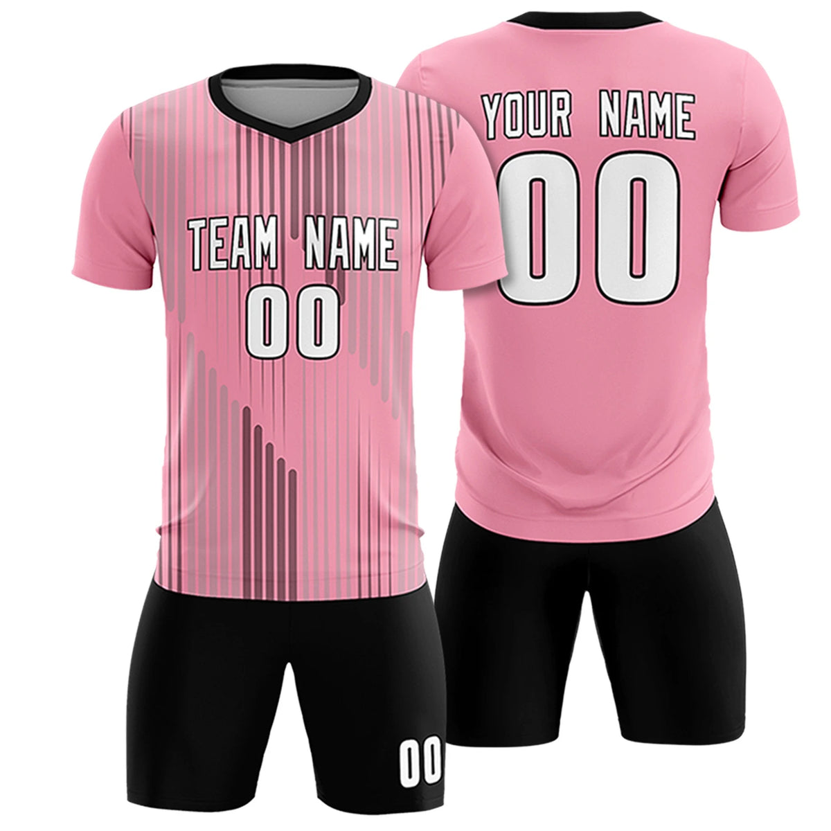 Custom Light Pink Black Soft Training Uniform Soccer Sets Jersey