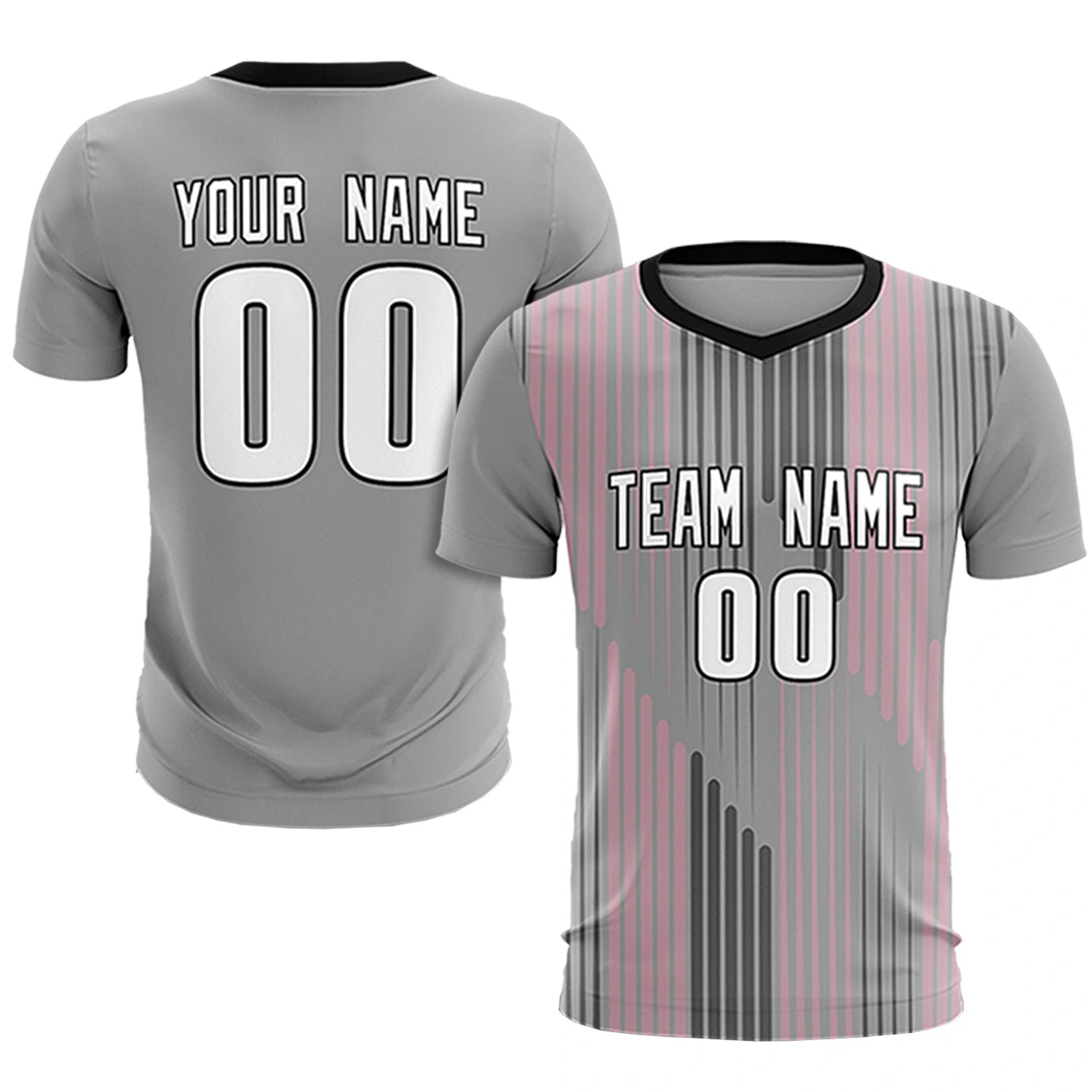 Custom Gray Black Soft Training Uniform Soccer Sets Jersey