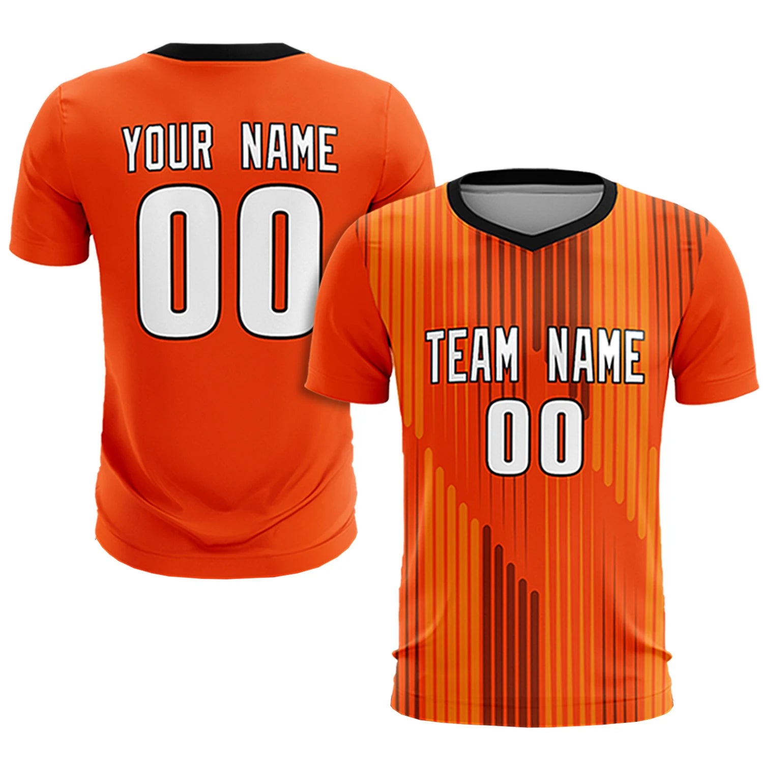Custom Orange Black Soft Training Uniform Soccer Sets Jersey