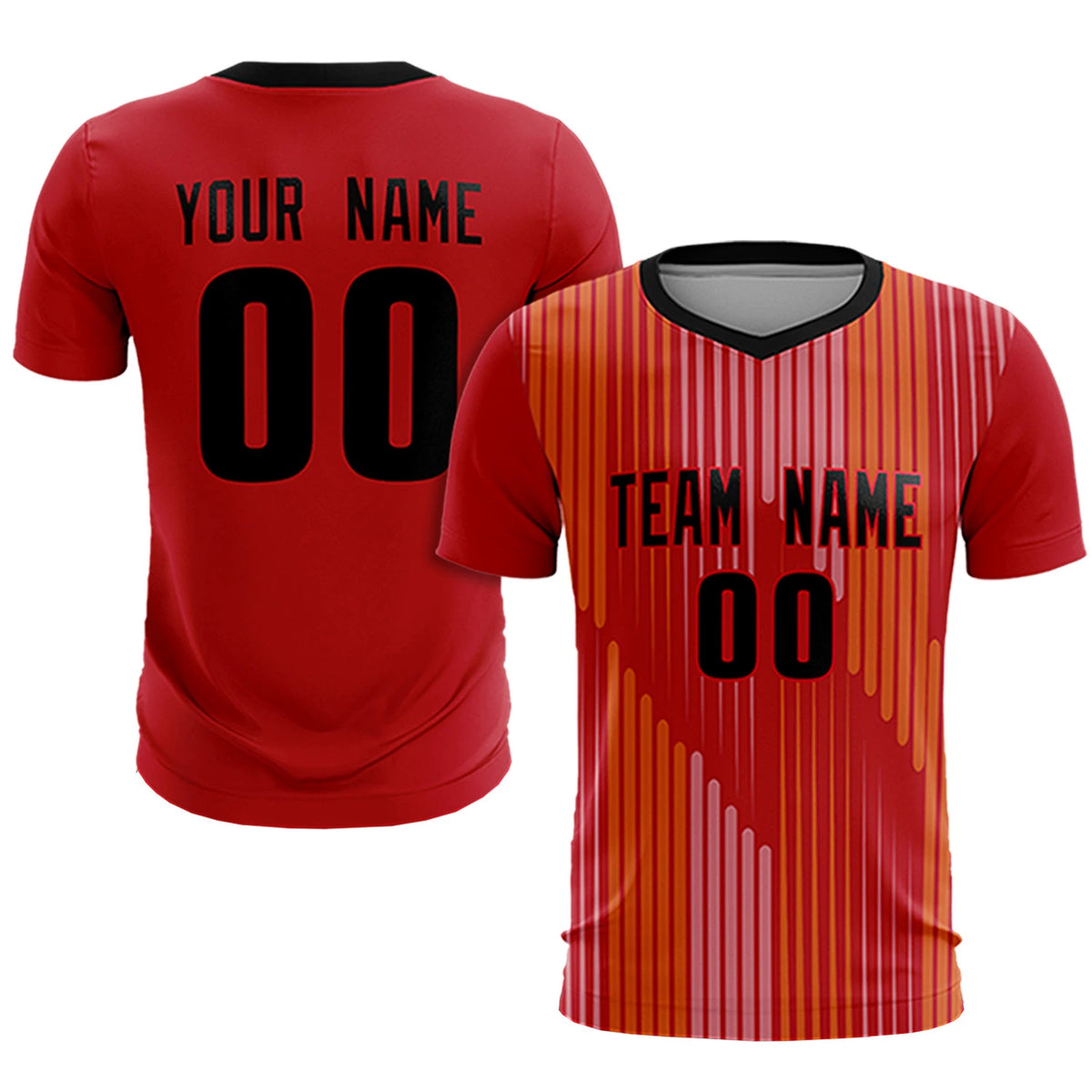 Custom Red Black Soft Training Uniform Soccer Sets Jersey