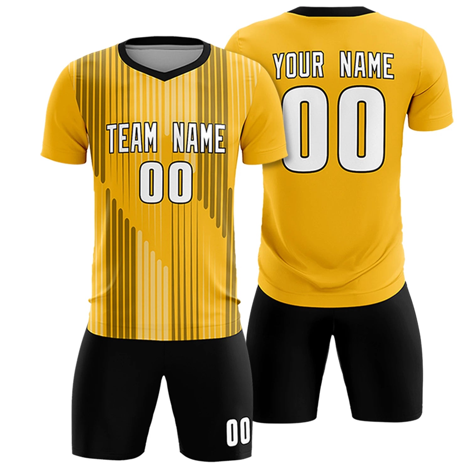 Custom Gold01 Black Soft Training Uniform Soccer Sets Jersey