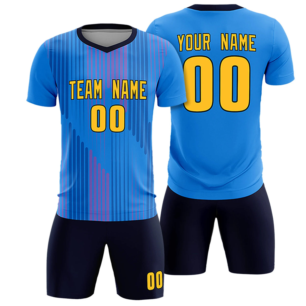 Custom Powder Blue Navy Soft Training Uniform Soccer Sets Jersey