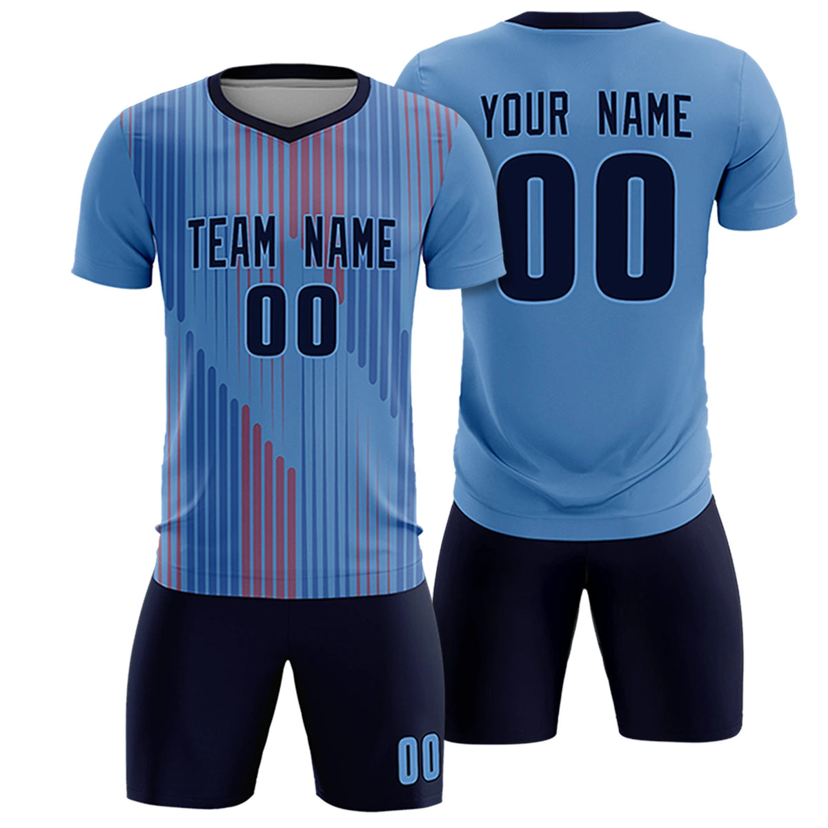 Custom Light Blue Navy Soft Training Uniform Soccer Sets Jersey