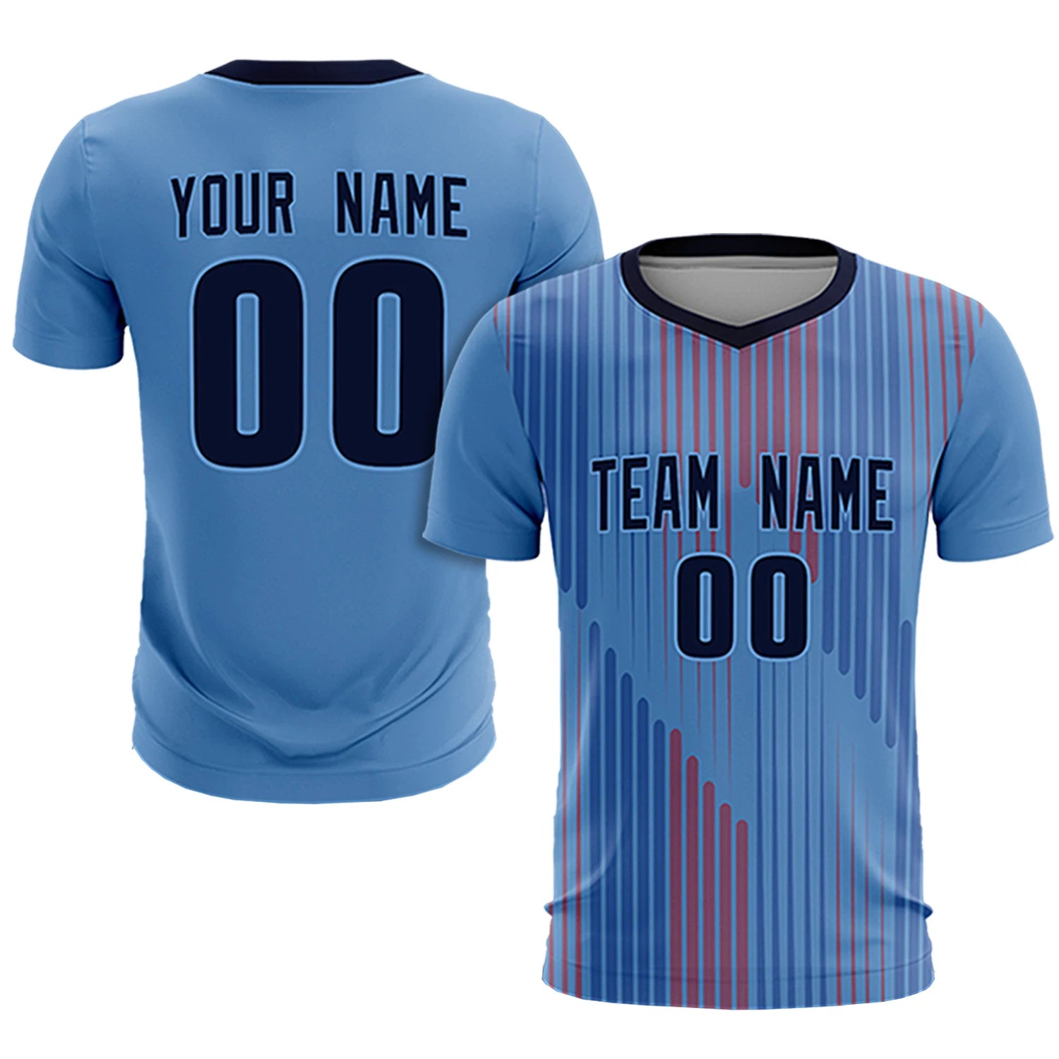Custom Light Blue Navy Soft Training Uniform Soccer Sets Jersey
