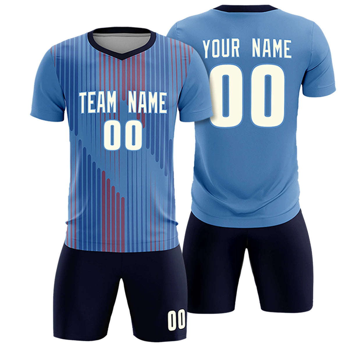 Custom Light Blue Navy Soft Training Uniform Soccer Sets Jersey
