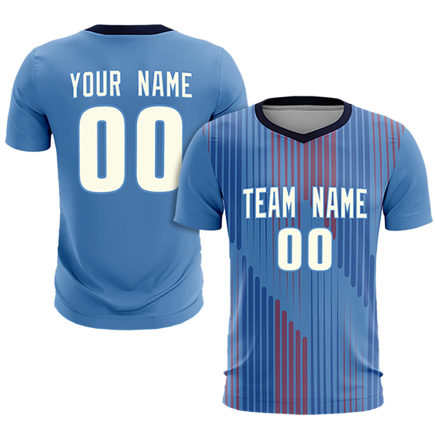 Custom Light Blue Navy Soft Training Uniform Soccer Sets Jersey