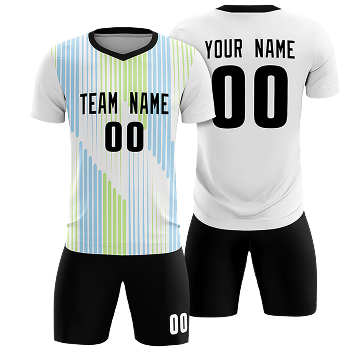 Custom White Black Soft Training Uniform Soccer Sets Jersey