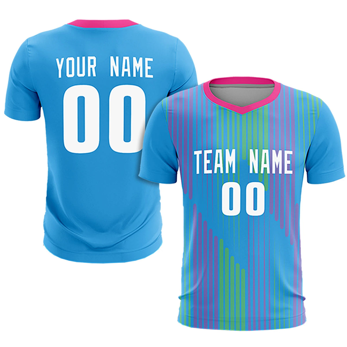 Custom Powder Blue Pink Soft Training Uniform Soccer Sets Jersey
