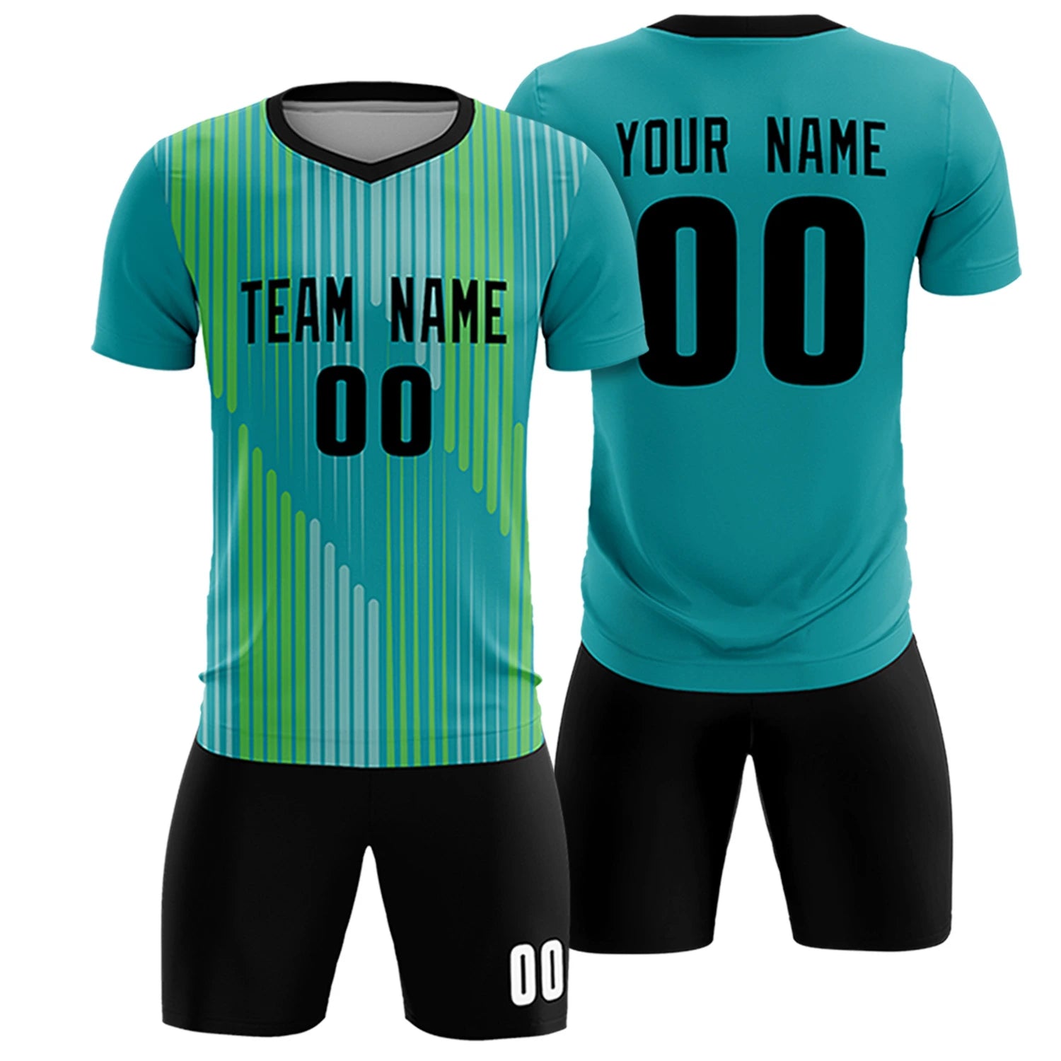 Custom Bright Green Black Soft Training Uniform Soccer Sets Jersey