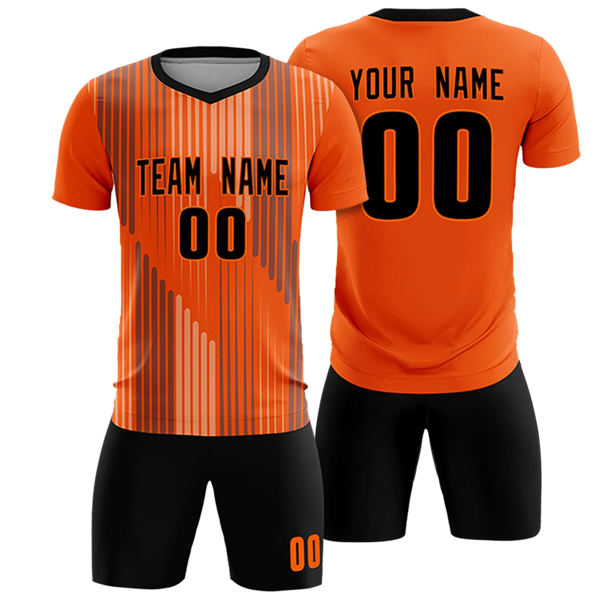 Custom Orange Black Soft Training Uniform Soccer Sets Jersey