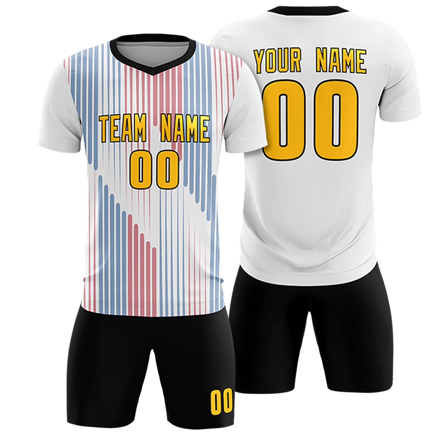 Custom White Black Soft Training Uniform Soccer Sets Jersey