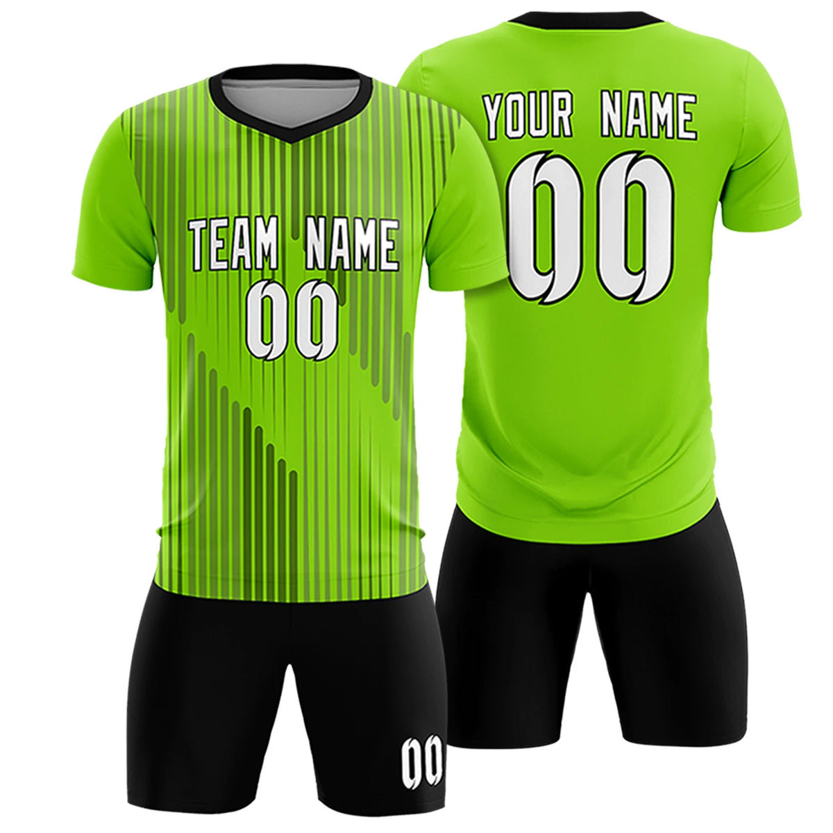 Custom Neon Green Black Soft Training Uniform Soccer Sets Jersey