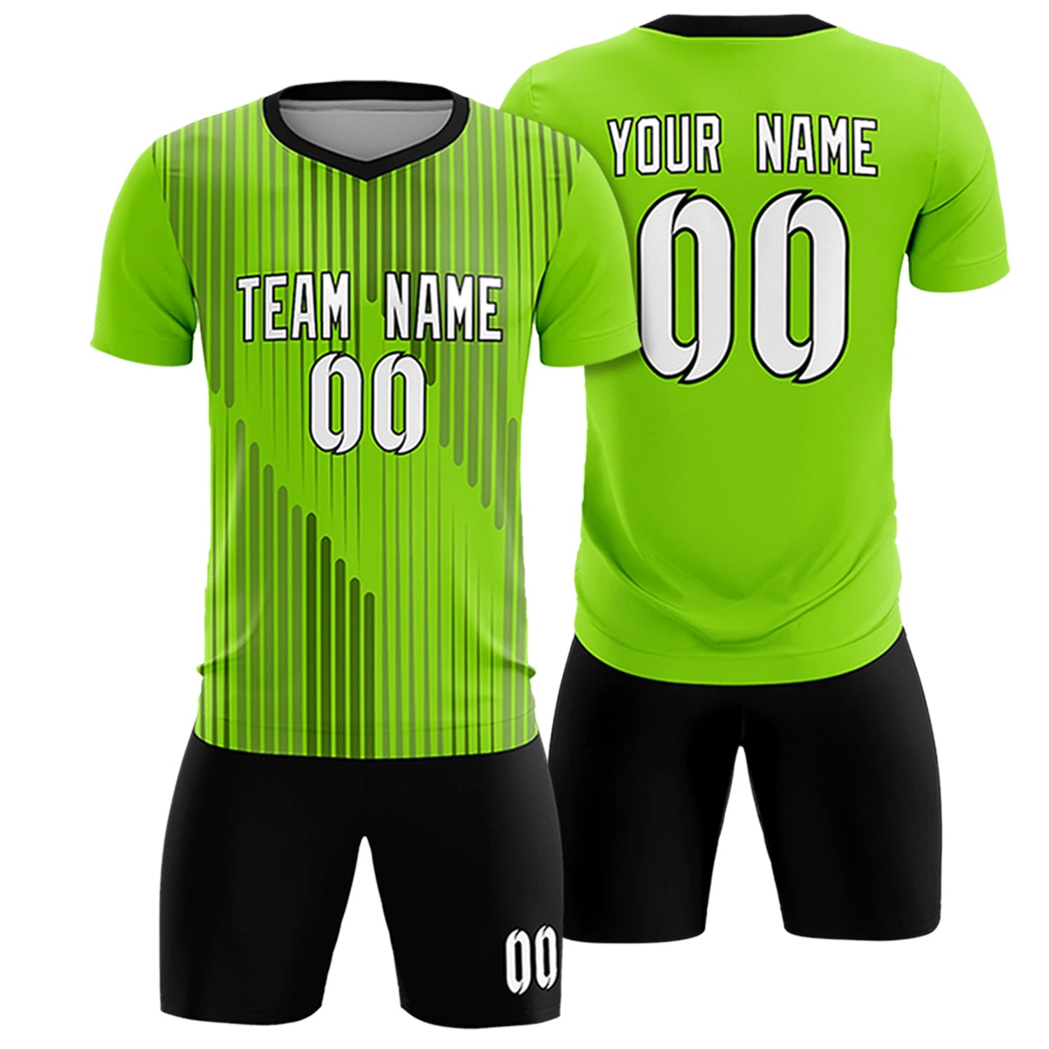 Custom Neon Green Black Soft Training Uniform Soccer Sets Jersey