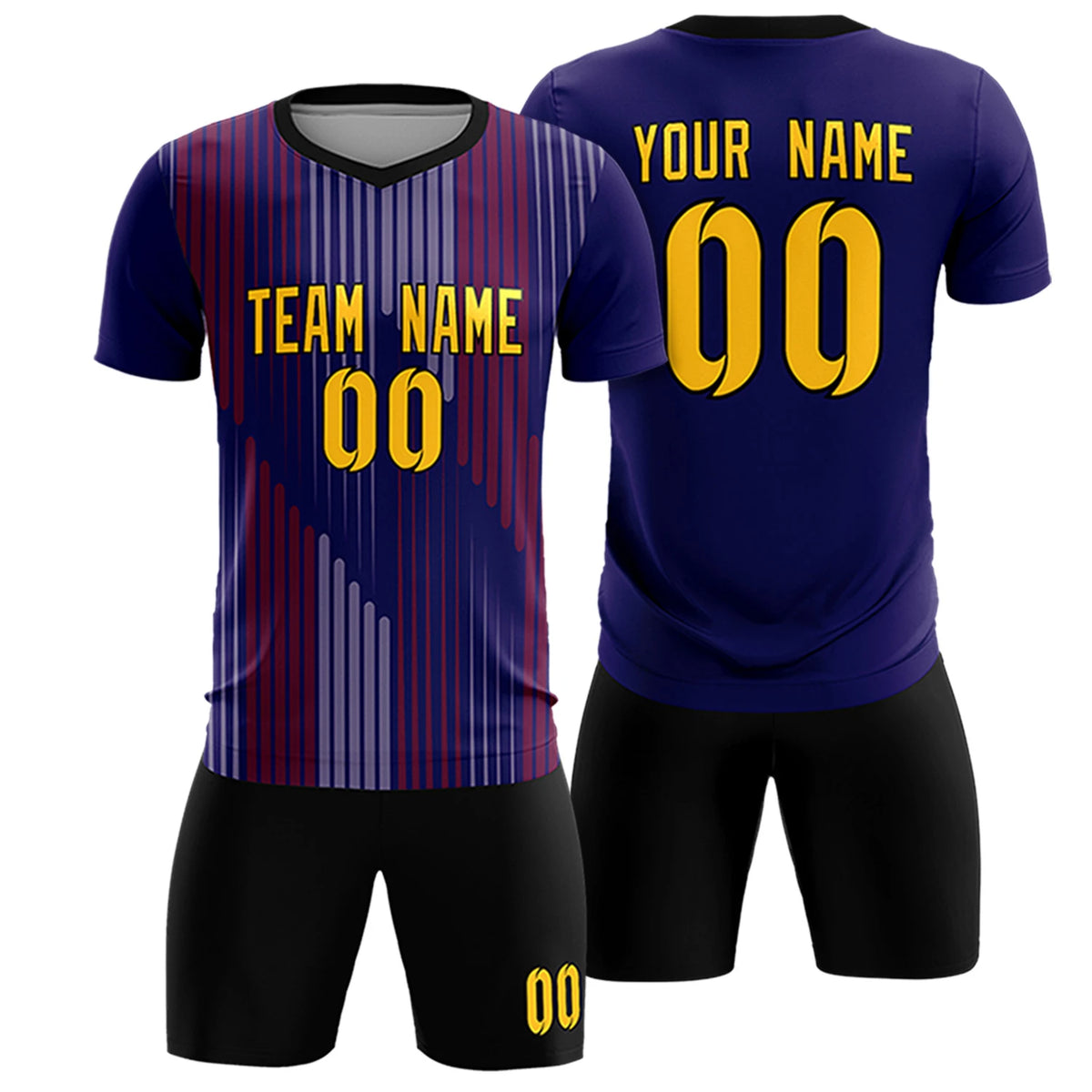 Custom Purple Black Soft Training Uniform Soccer Sets Jersey