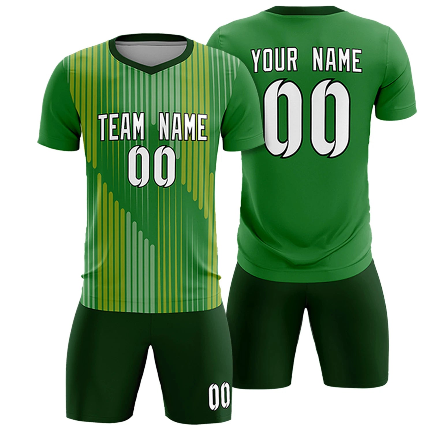 Custom Kelly Green Gold01 Soft Training Uniform Soccer Sets Jersey