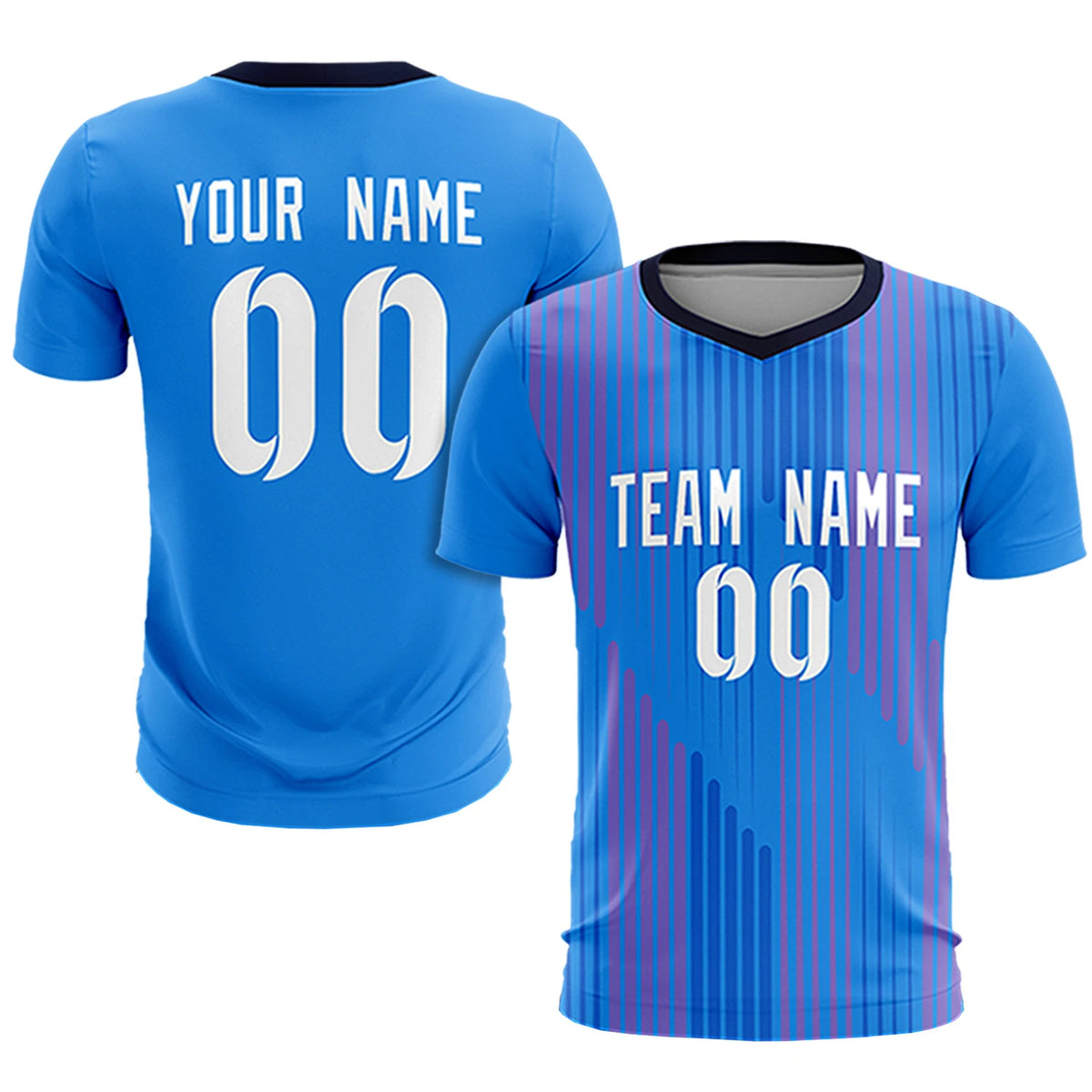 Custom Powder Blue Navy Soft Training Uniform Soccer Sets Jersey