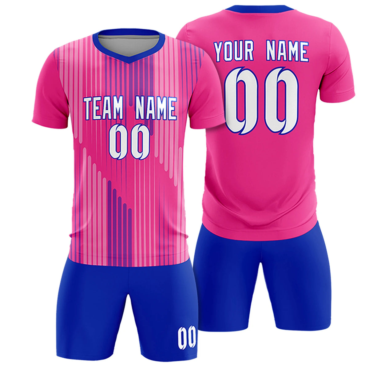 Custom Pink Royal Blue Soft Training Uniform Soccer Sets Jersey