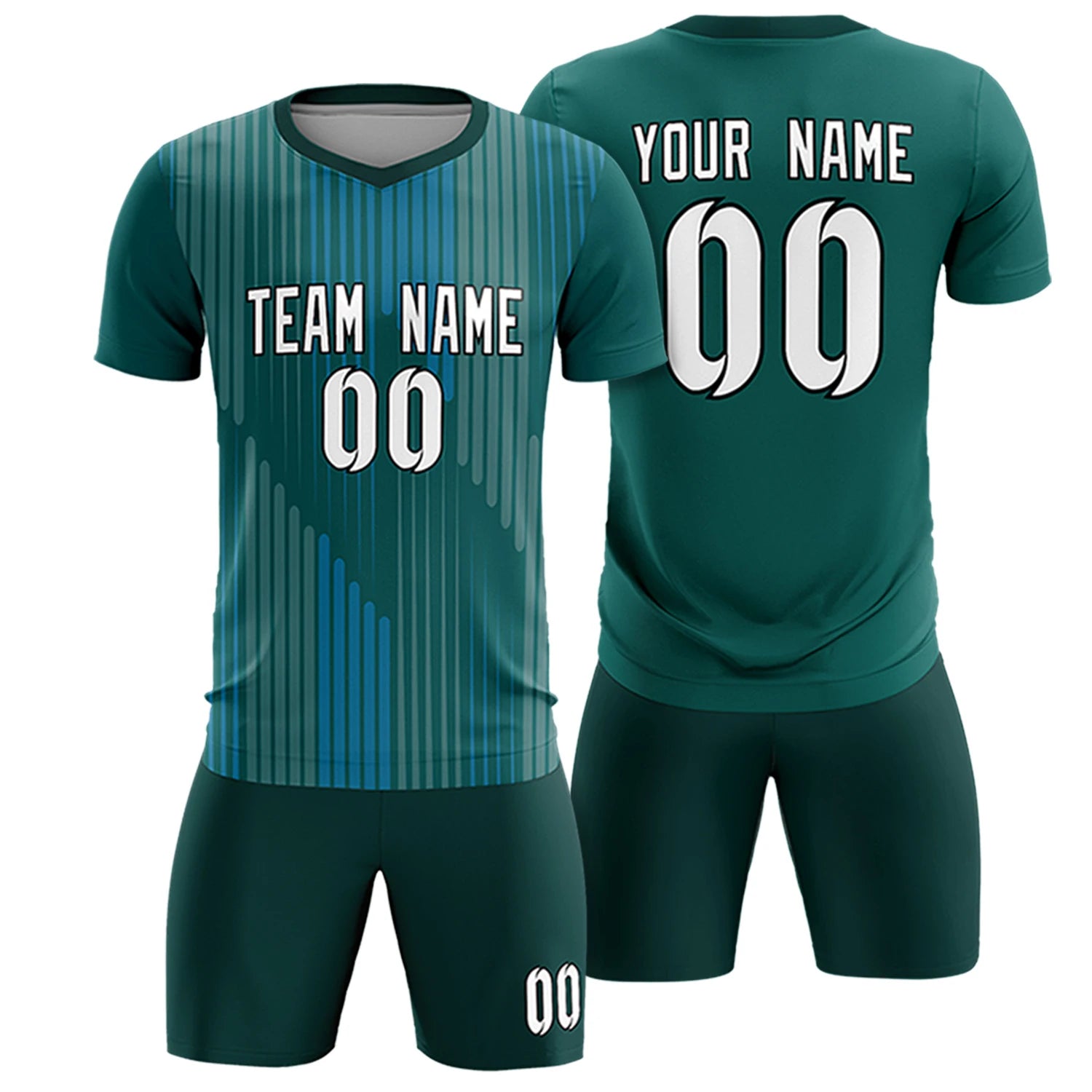 Custom Aqua Midnight Green Soft Training Uniform Soccer Sets Jersey