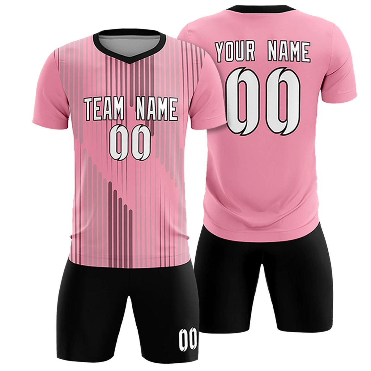 Custom Light Pink Black Soft Training Uniform Soccer Sets Jersey