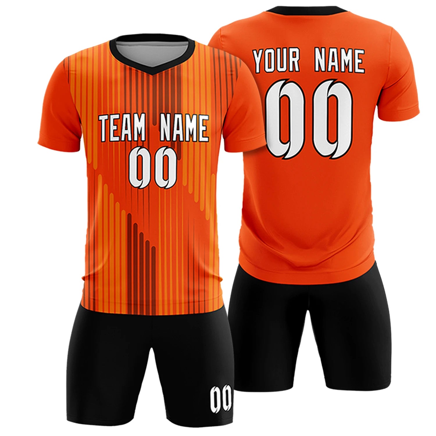 Custom Orange Black Soft Training Uniform Soccer Sets Jersey
